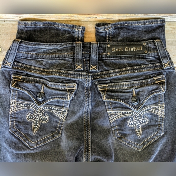 Rock Revival Faded Blk Sora Straight Jeans, Sz 29 - Picture 6 of 13